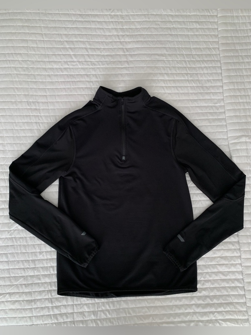 C9 Champion Pullover Top Men S Black 1/4 Zip Fleece Lined Thumb Holes Reflective